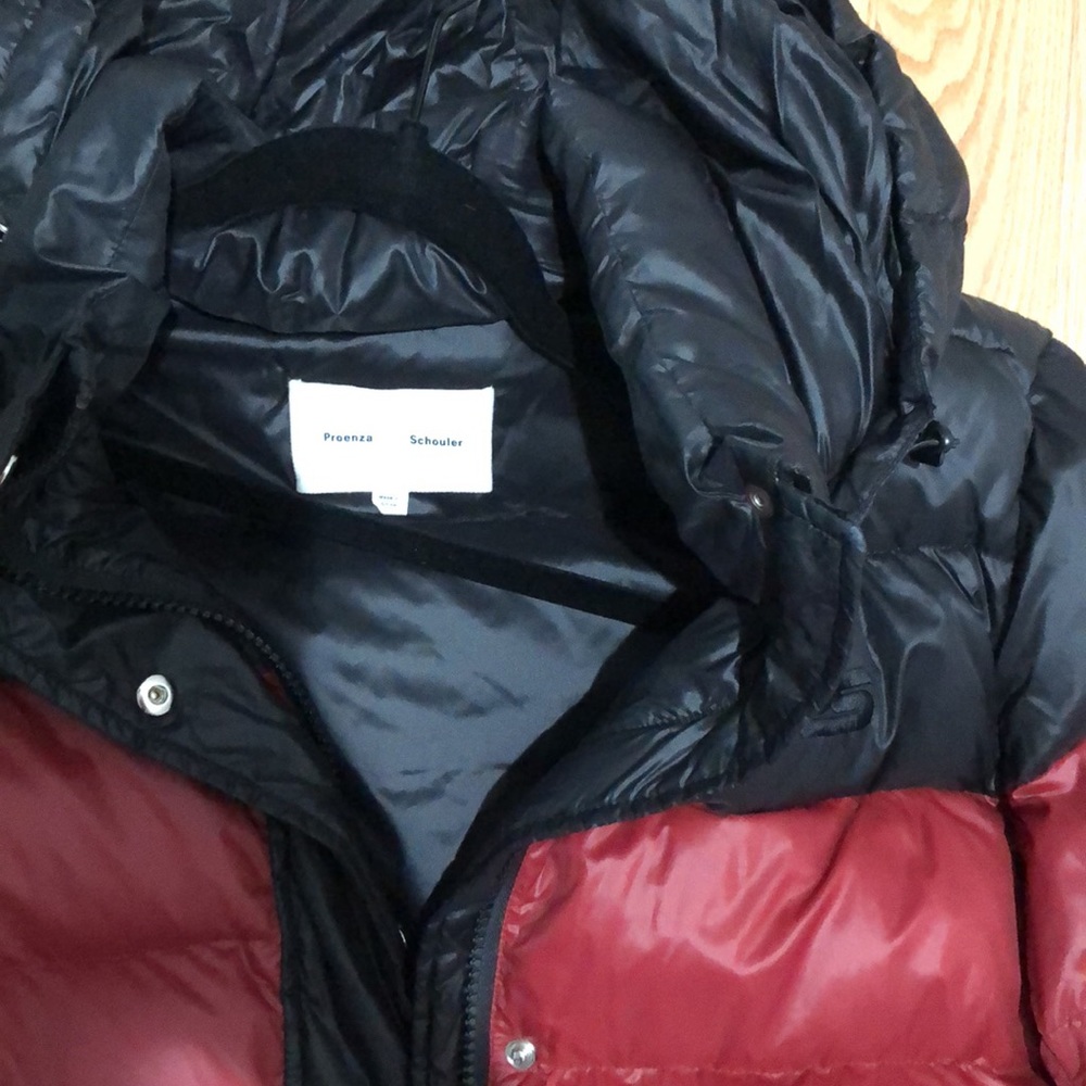 EUC authentic Proenza Schouler Colorblock puffer medium size Black Burgundy Red - Picture 2 of 6